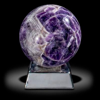 An amethyst sphere India on metal stand 15cm diameter