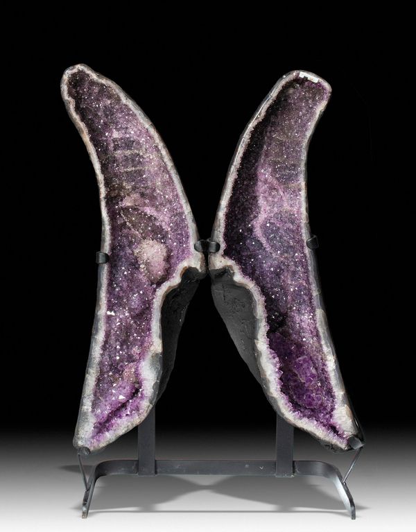 An Amethyst |butterfly| on metal stand Brazil 83cm high overall  