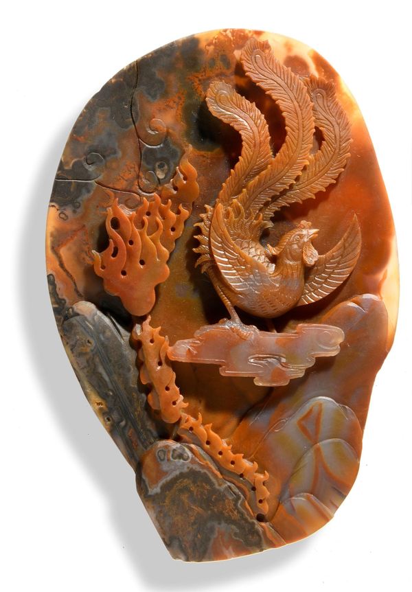 An agate phoenix bird carving modern 26cm