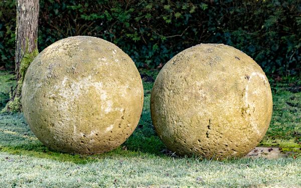 A pair of large composition stone balls 53cm diameter