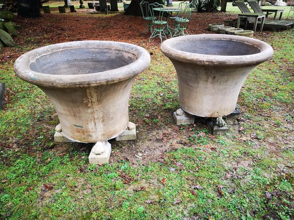 A pair of large composition stone planters 2nd half 20th century  80cm high by 94cm diameter