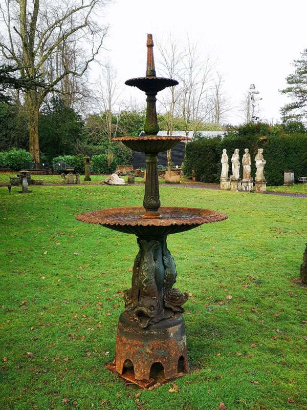 A cast iron fountain 20th century 254cm high by 116cm diameter
