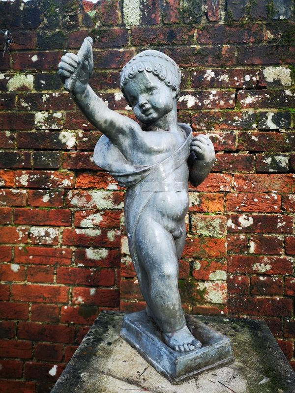 An unusual lead figure of a boy 1920s  70cm high