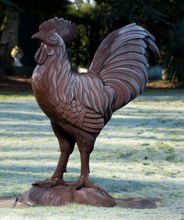 A cast iron cockerel modern 154cm high