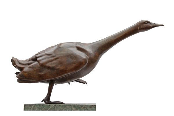 Running goose Bronze 44.5cm high by 73cm wide by 22cm deep