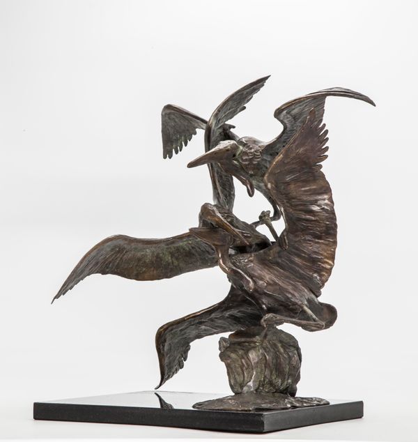 Pelicans in flight Bronze 43cm high by 37cm wide by 35cm deep