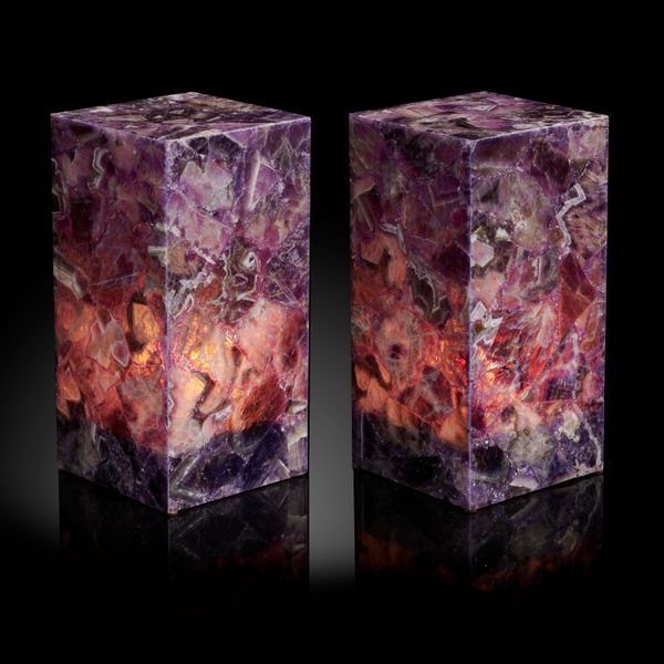 A pair of amethyst lamps 30cm high