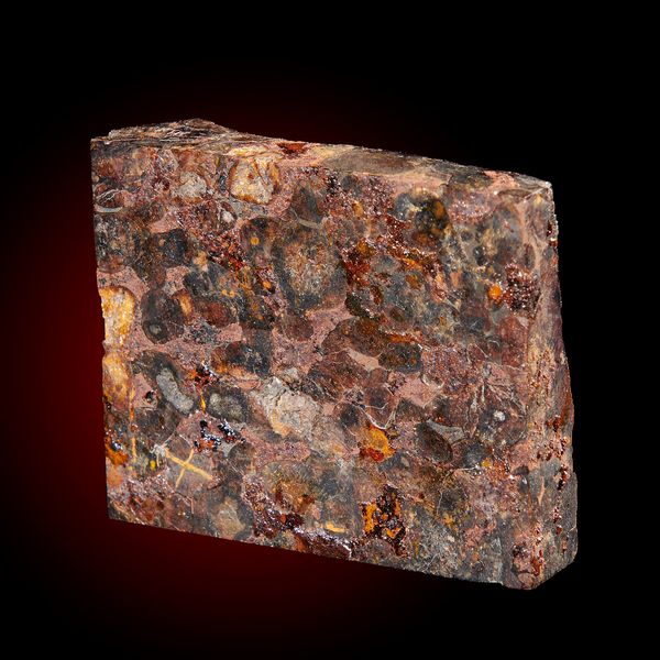 A Pallasite meteorite end slice Sericho Fall 6cm by 5cm by 5cm, 137g