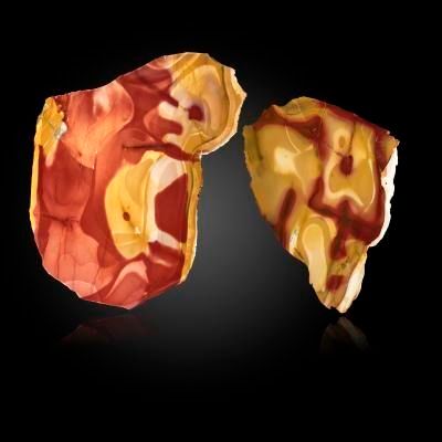 Two mookaite slices Australia the largest 26cm wide