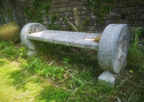 †A carved limestone bench modern 160cm long 