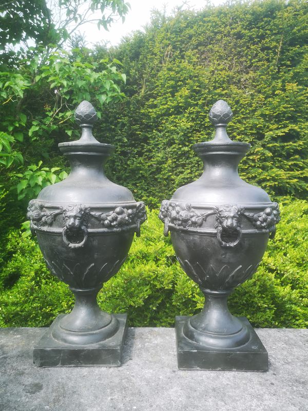 Sold on behalf of The Willam Hogarth Trust A pair of Jesmonite finials  80cms high  These are copies of the lead originals given by the renowned...