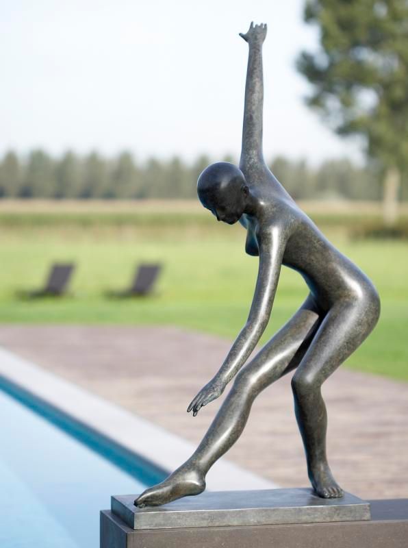 Patricia Peeters, Born 1964 Divine Bronze with green patina,  Signed and numbered from an edition of 150 107cm high