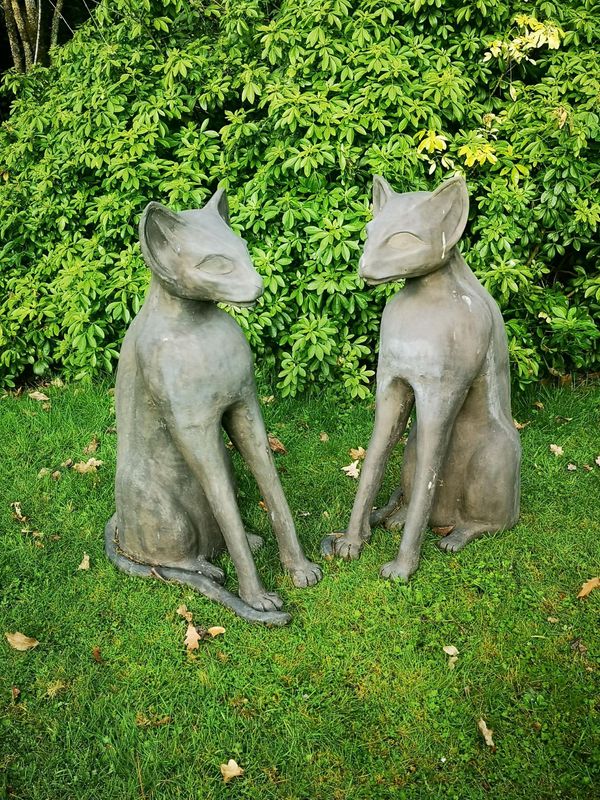 Gerald Moore A pair of Egyptian style seated cats Resin 83cm high