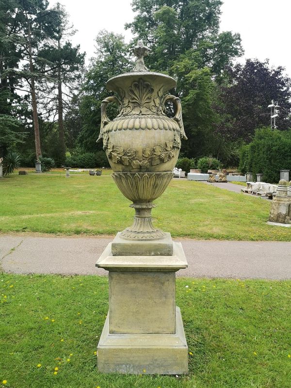 A composition stone Swedish style urn modern  252cm high  