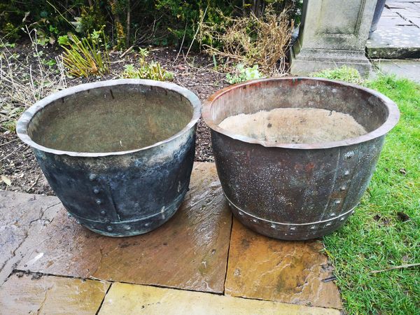 A near pair of washing coppers 19th century 38cm diameter