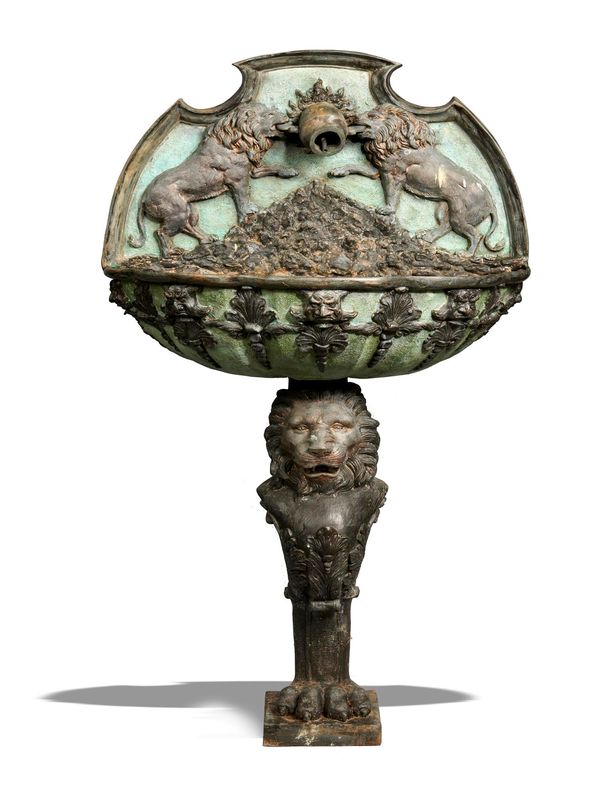 A bronze wall fountain last quarter 20th century 158cm high