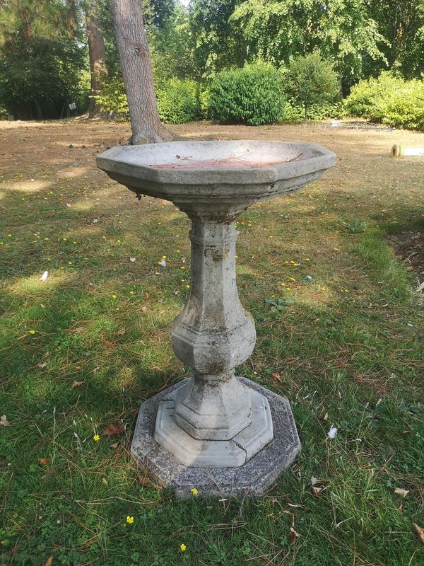 A composition stone birdbath mid 20th century 100cm high