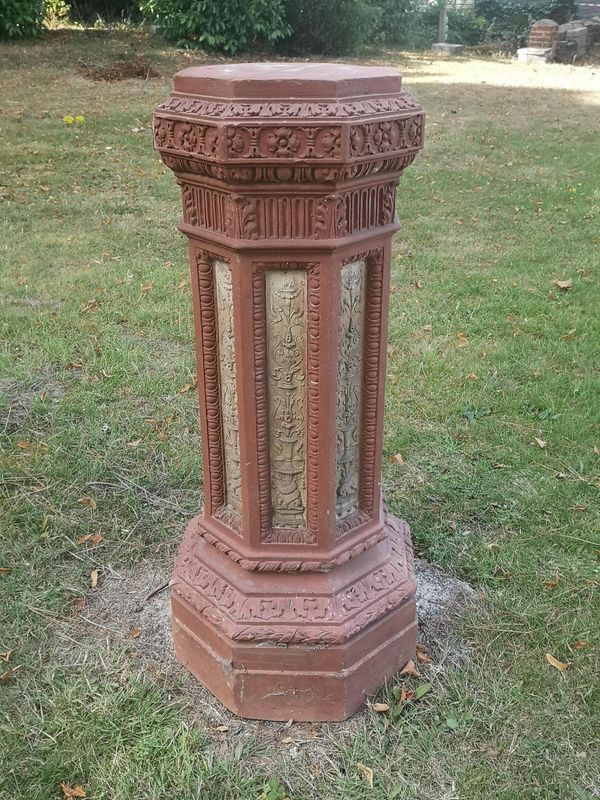 A Victorian terracotta pedestal late 19th century  95cm high