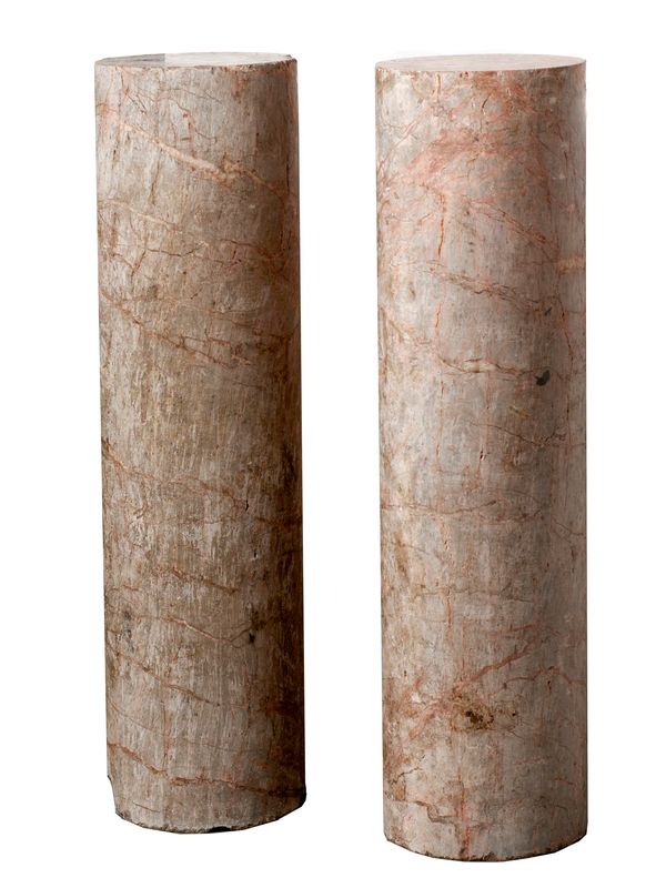 A pair of veined marble column pedestal sections 19th century 100cm high