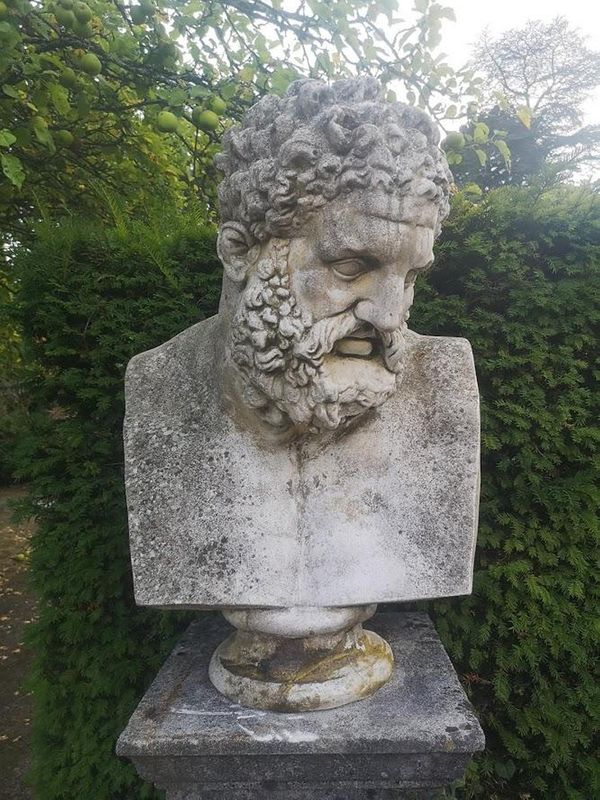 After the Antique: A composition stone bust of Hercules late 20th century 84cm high 