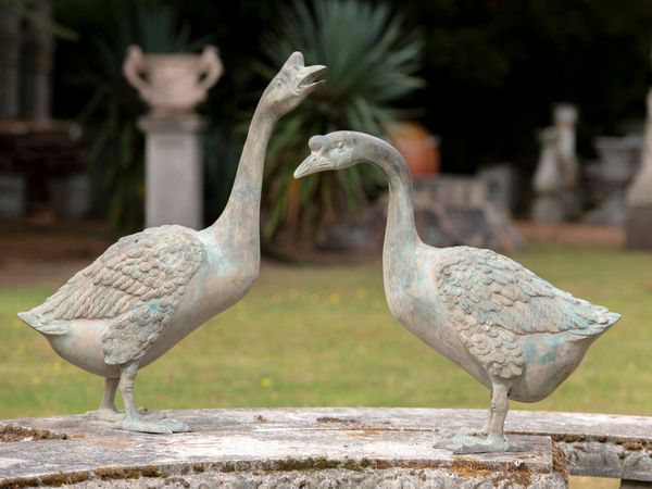 A pair of bronze geese modern 57cm high