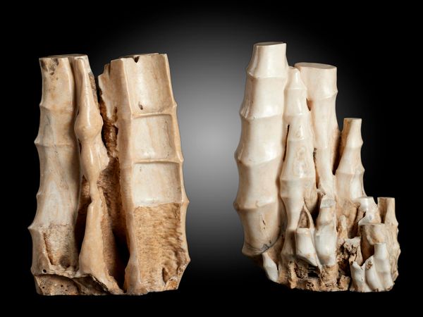 Two stalactites carved to resemble bamboo Chinese, 20th century the taller 74cm
