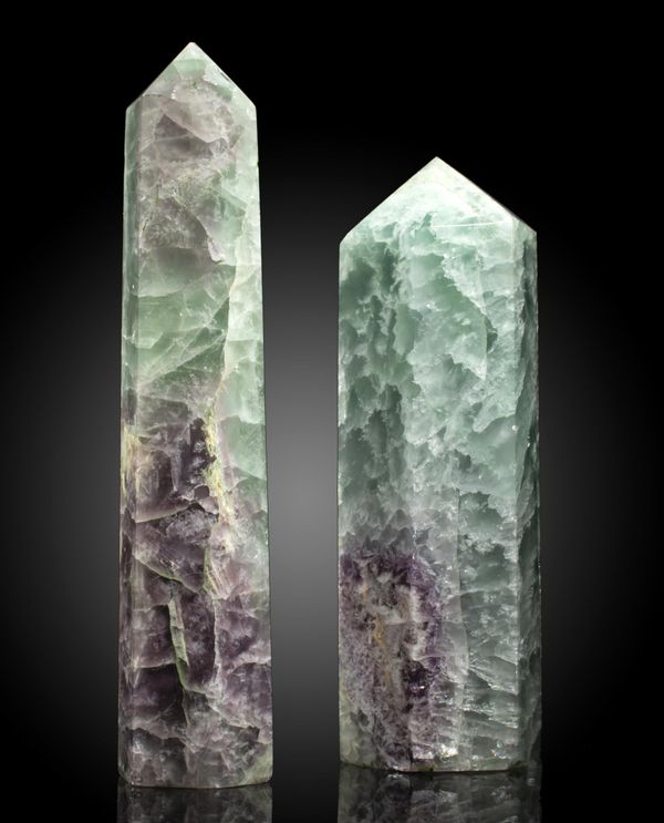 Two Fluorite obelisks