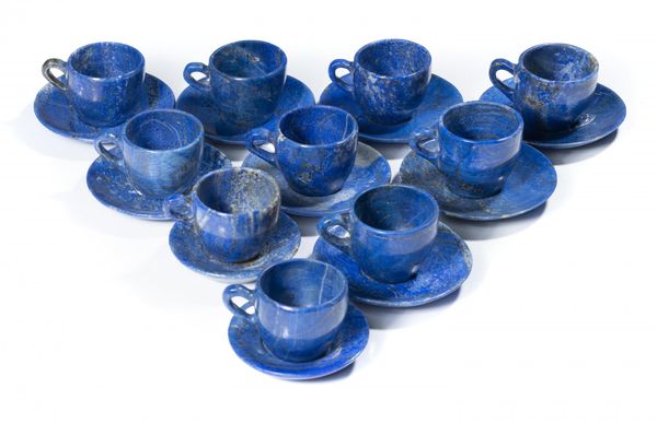 A set of 10 Lapis Lazuli tea cups and saucers