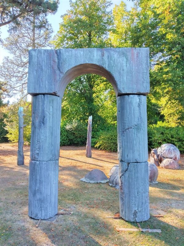 A monumental polyurethane resin archway