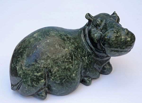 Timothy Rukodzi Relaxing hippo Opal stone Unique 17cm high by 20cm wide by 34cm long