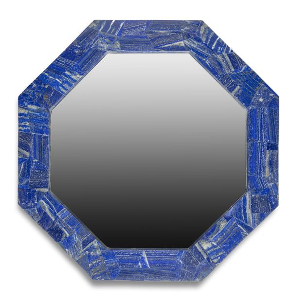 A lapis lazuli veneered octagonal mirror