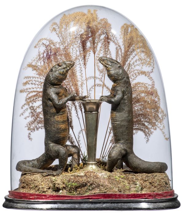 An anthropomorphic dome of two Monitor lizards
