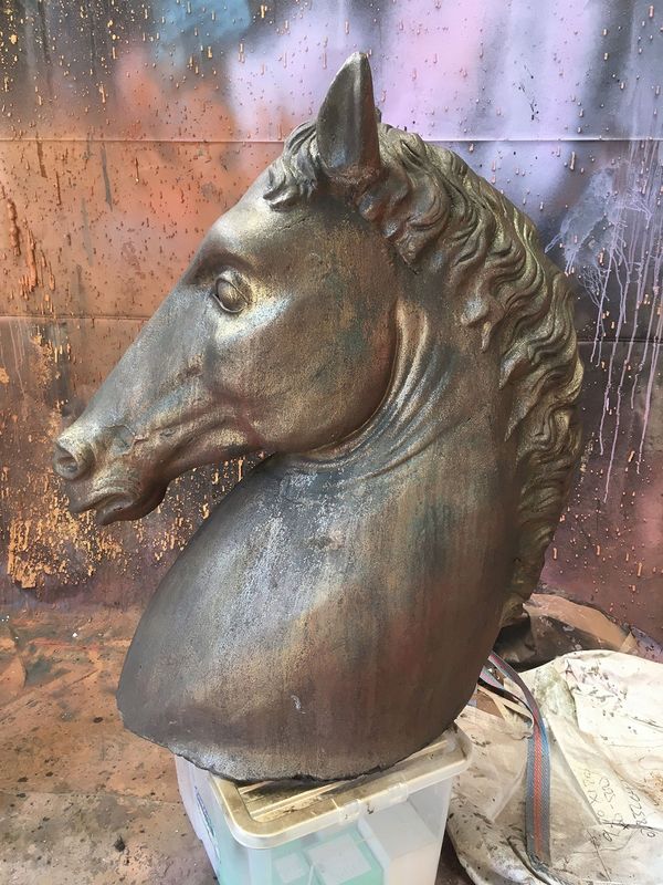 A polyurethane resin horses head