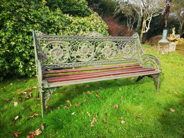 A Coalbrookdale Horse chestnut pattern cast iron seat