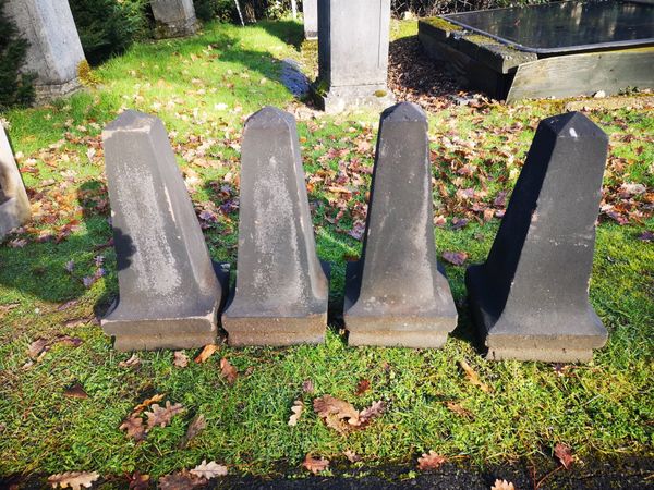 A set of four Victorian carved sandstone finials