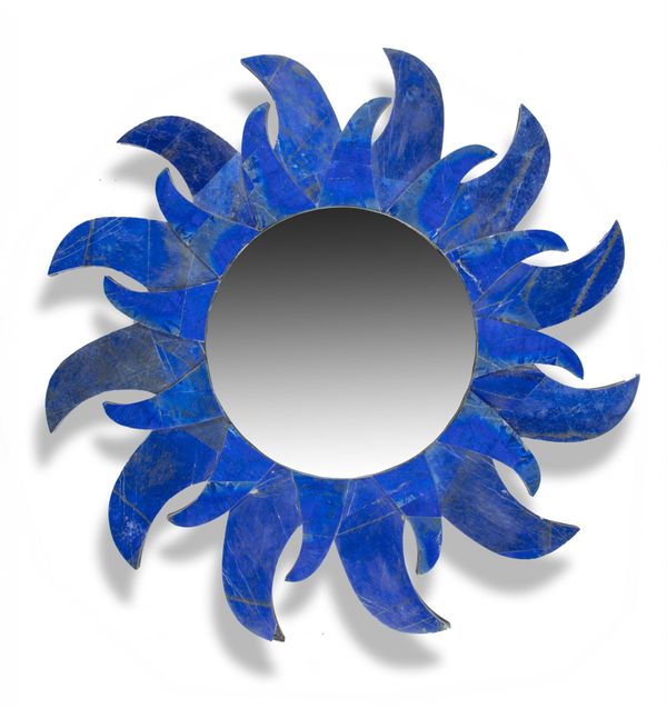 A sunburst Lapis Lazuli veneered mirror