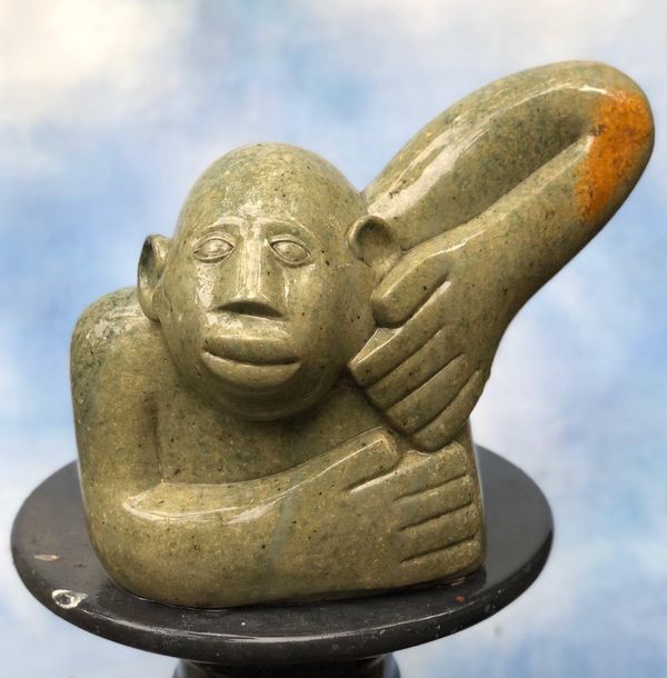 Sylvester Mubayi Free Dancing Style Lemon Opal Stone Signed 33cm high by 42cm wide by 28cm deep