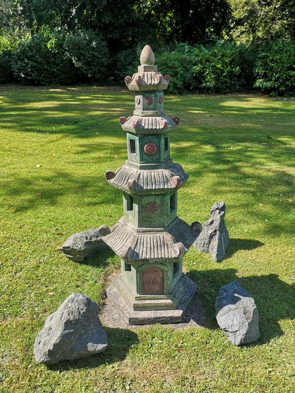 An Oriental style compostion stone pagoda