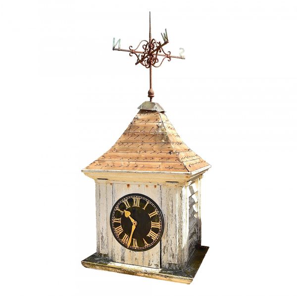 A  Victorian painted pine clock turret