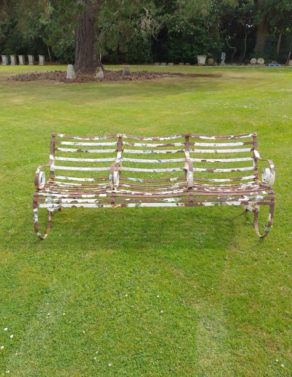 A wrought iron seat