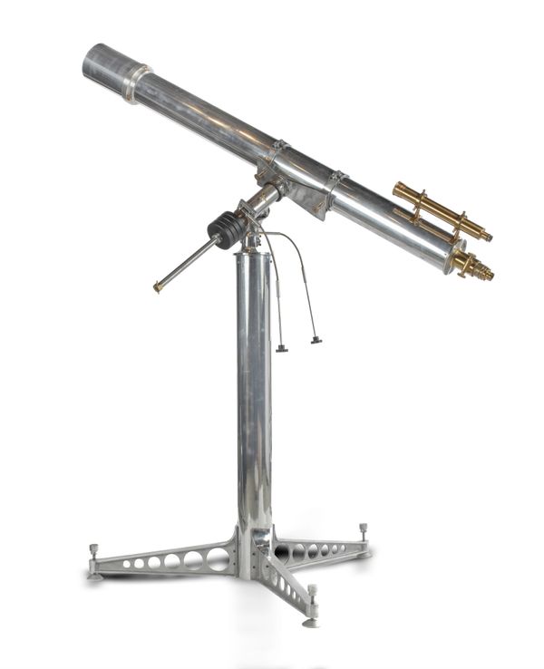 An impressive aluminium and brass 6” refracting astronomical Telescope by Irving & Son