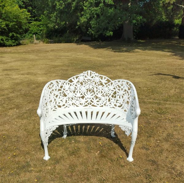 A rare Coalbrookdale passion flower pattern cast iron seat