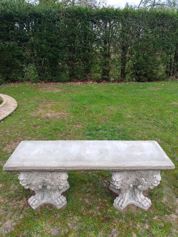 A composition stone bench and a composition stone  stool