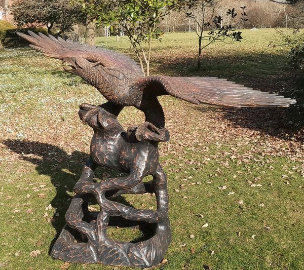 An impressively large carved wooden eagle