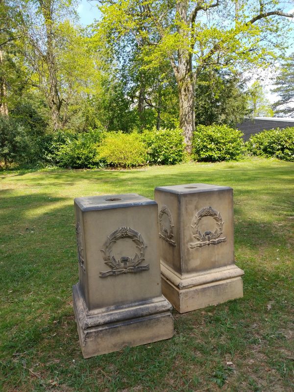 A pair of stoneware pedestals