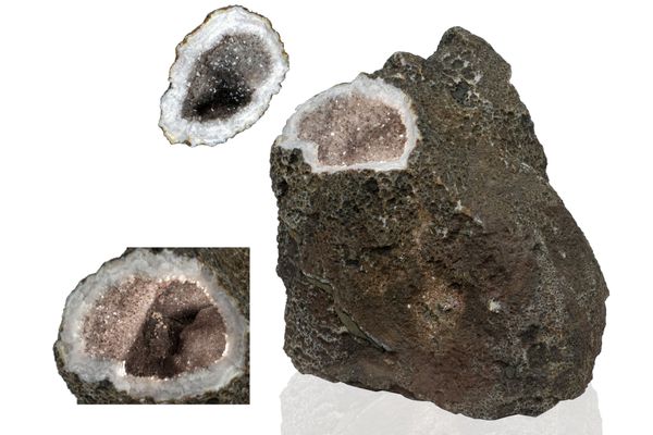 A large quartz and haematoid geode