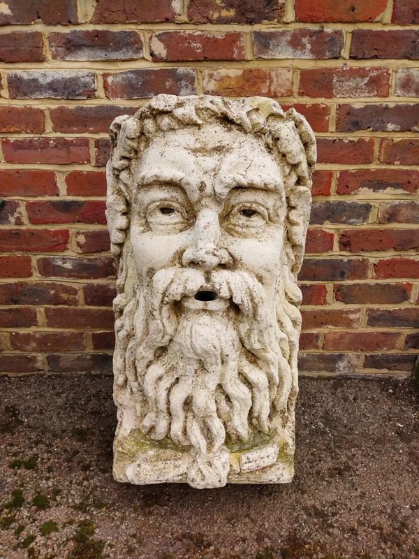 A substantial composition stone Green Man fountain mask