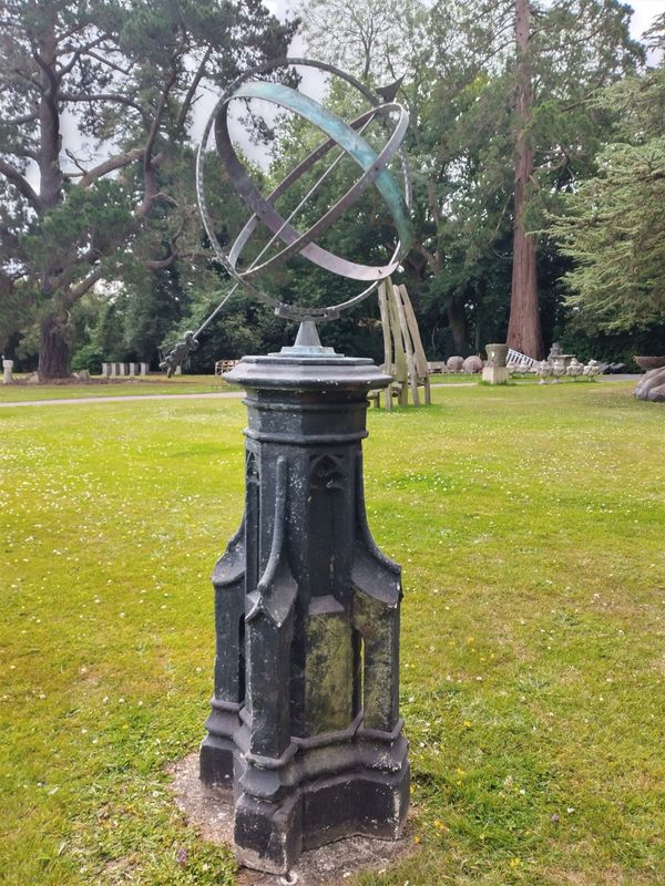 An unusual Gothic style carved stone sundial pedestal