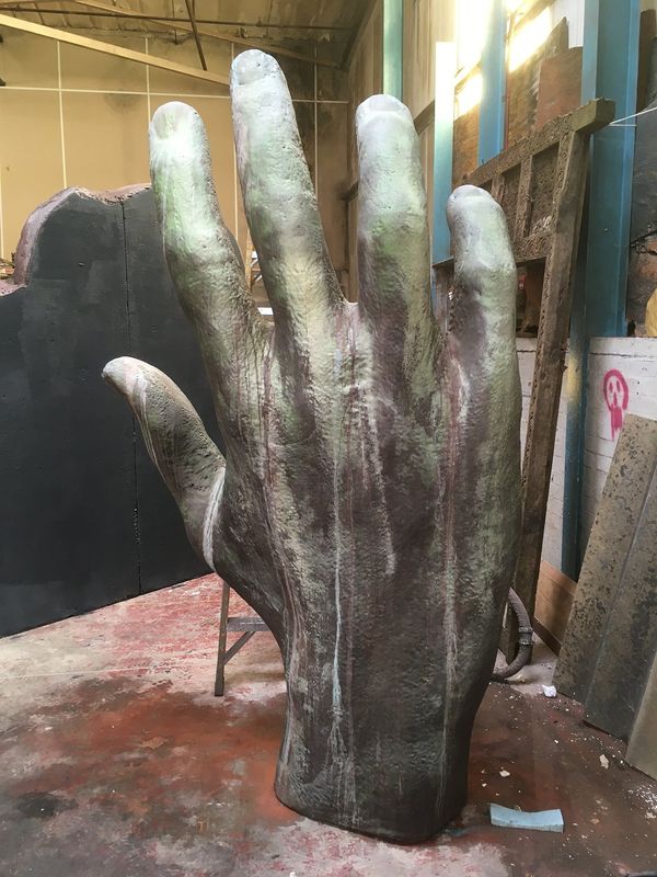 A monumental ultra high density polyurethane foam hand