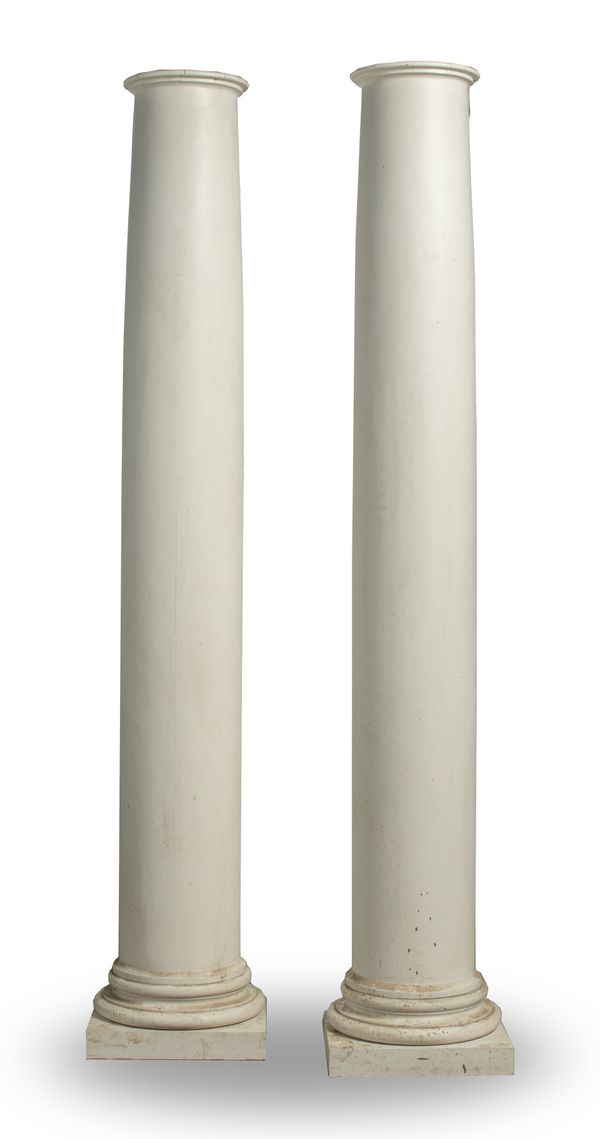 A pair of Doric Order wooden three quarter pilasters
